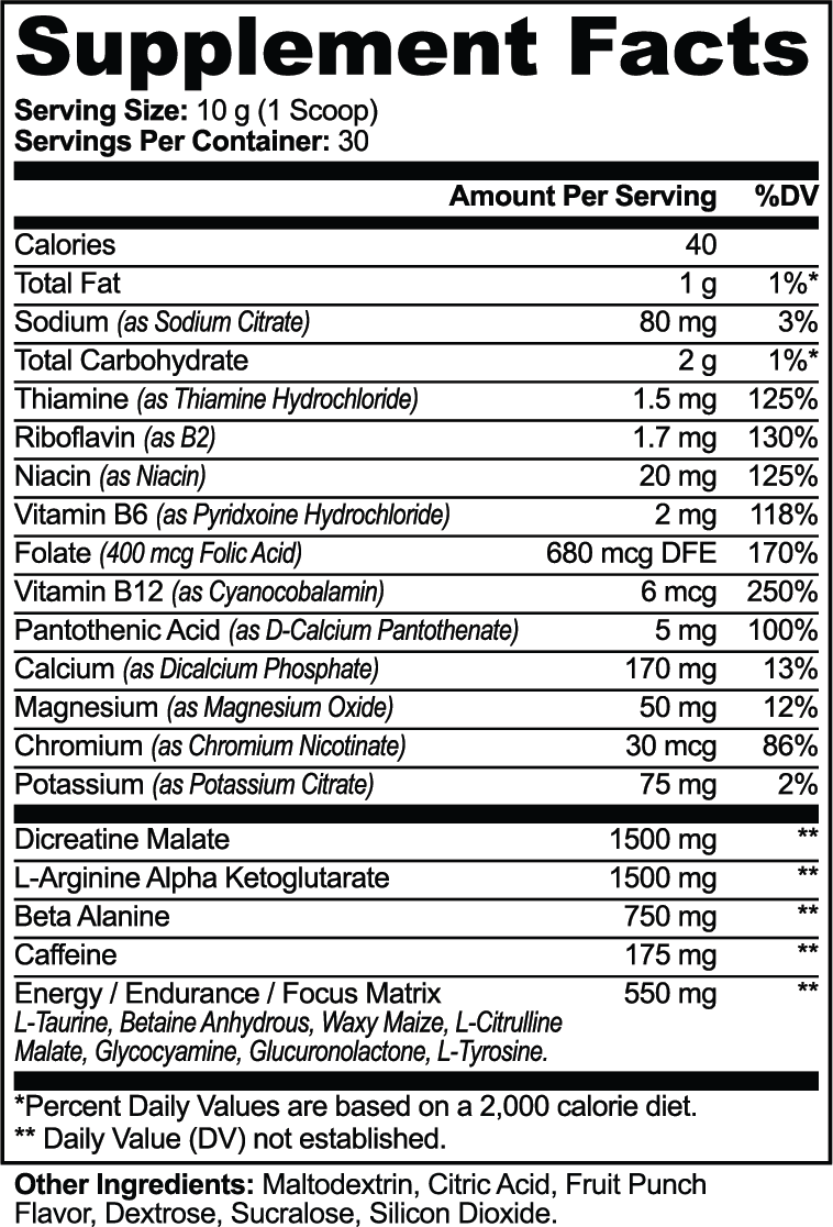 Players Beauty Nitric Oxide Pre-Workout Powder (Fruit Punch)