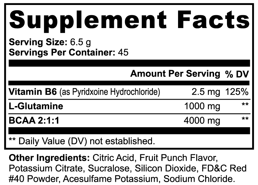 Players Beauty (Fruit Punch) BCAA Post Workout Powder