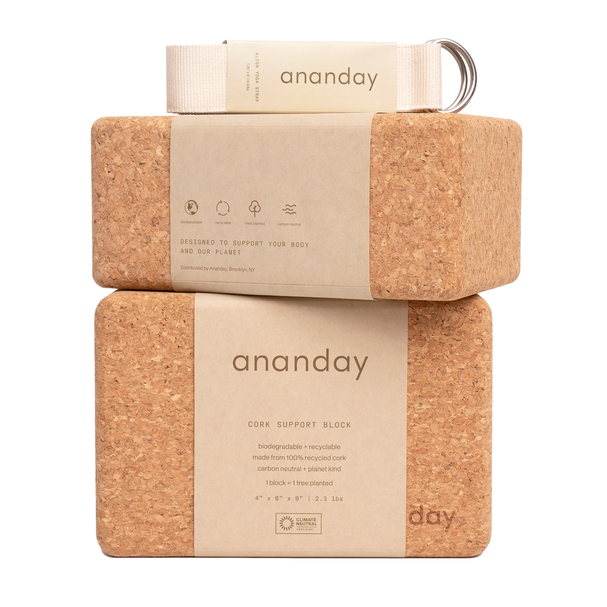 Yoga Block + Strap Set